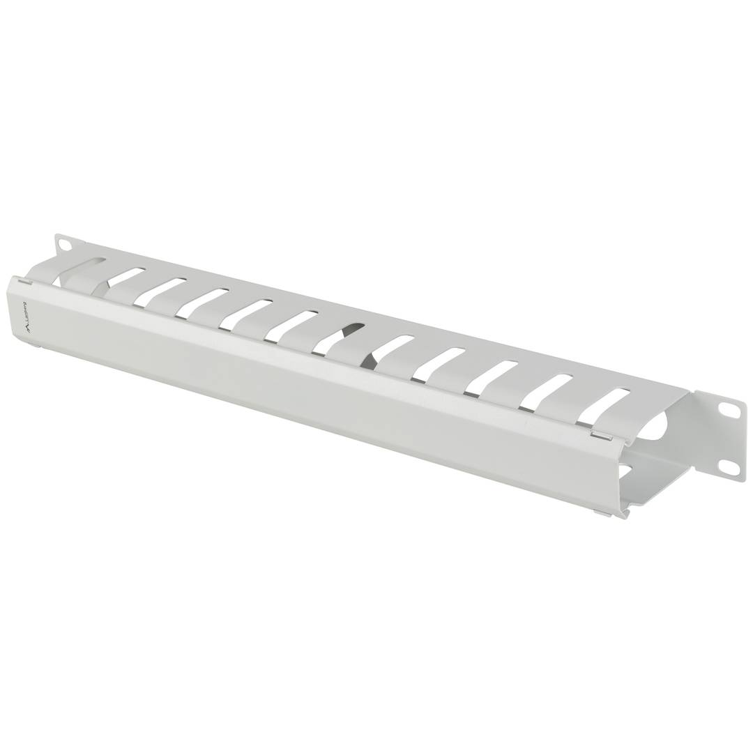 Biały panel prowadzący kable do szafy rack 19