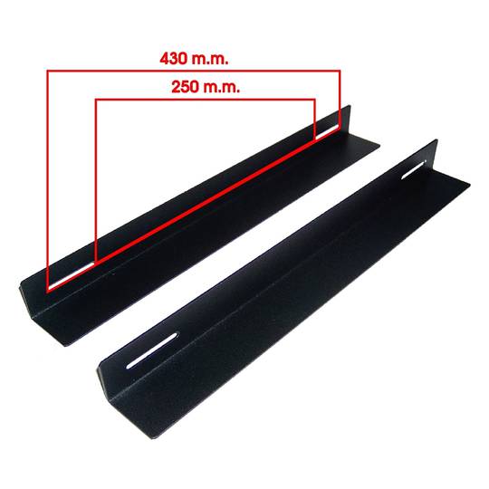 Guide laterali fisse per supporto armadio rack 19 nere 450mm