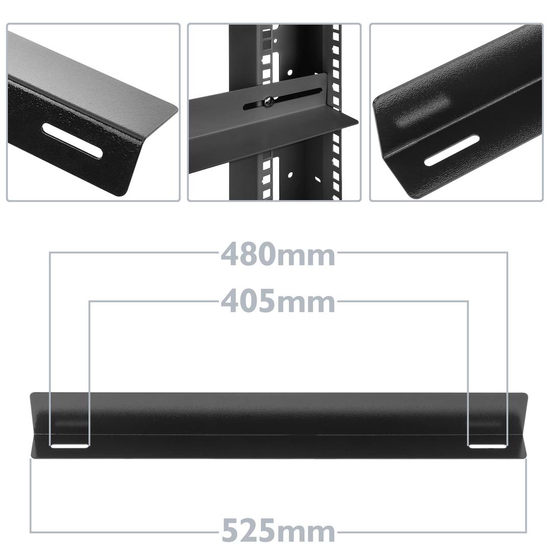 Guies laterals fixes de suport per a armari rack 19 negre 550mm