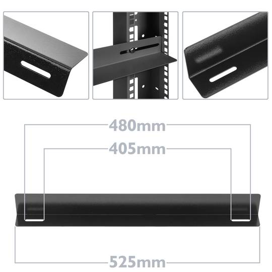 Guies laterals fixes de suport per a armari rack 19 negre 550mm