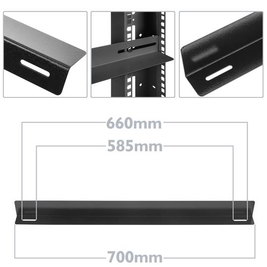 Feste seitliche Stützschienen für Rackschrank 19 schwarz 650mm