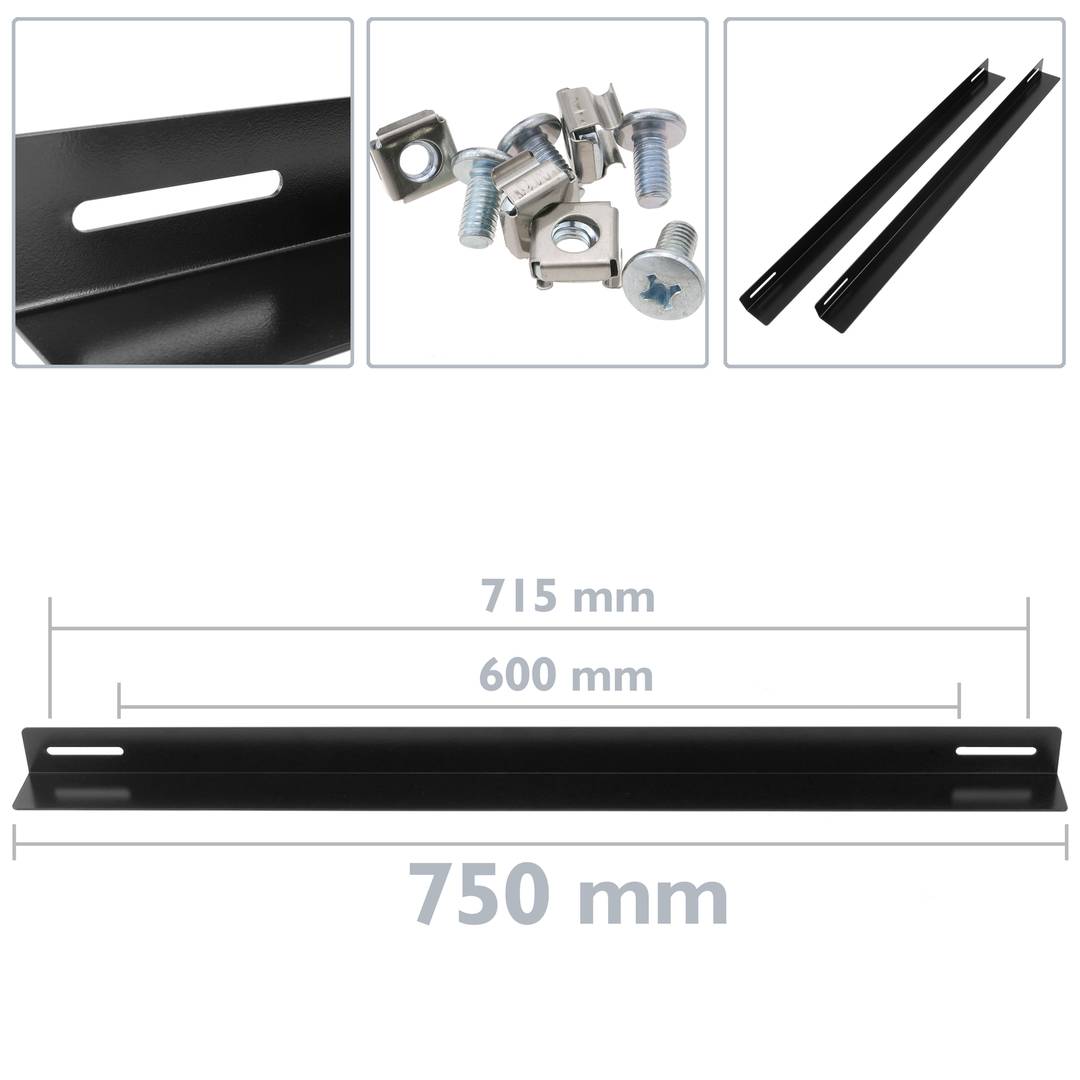 RackMatic Feste seitliche F/ührungen der Halterung f/ür Schrankgestell 19 mit einer Tiefe von 550 mm