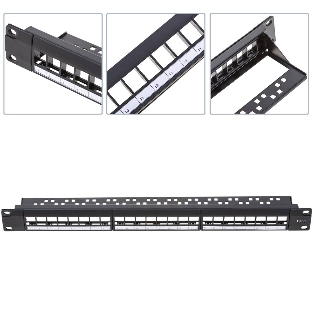 Patch panel rack 19 16-portowy 1U typ 110 do konfigurowalnego keystone