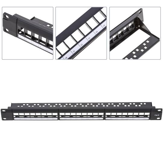 Patch panel rack 19 16-portowy 1U typ 110 do konfigurowalnego keystone
