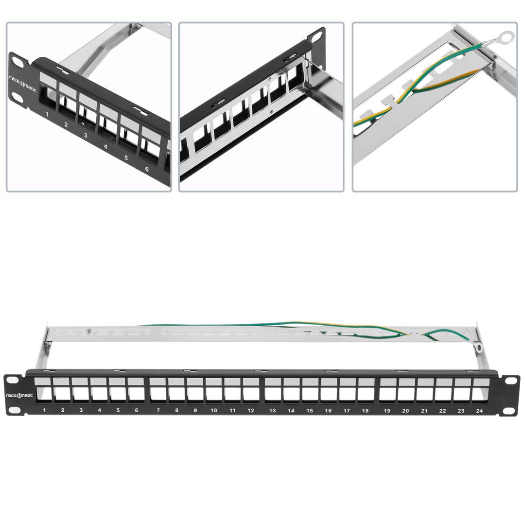 Patch Panel for keystone rack 19 to 24 110 with comb - Cablematic