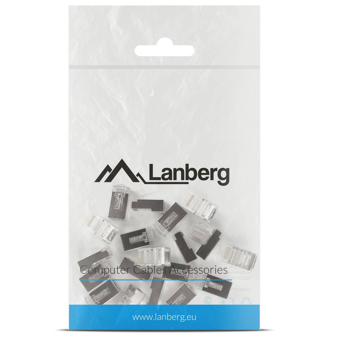 Confezione da 20 unità Spina RJ45 a 8 pin cat.5E FTP Lanberg a 8 pin PLS-5020EZ