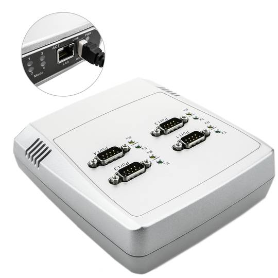 Servidor serial 4 x RS232 para ethernet TCP IP UDP RJ45 10/100 Mbps NCOM-411