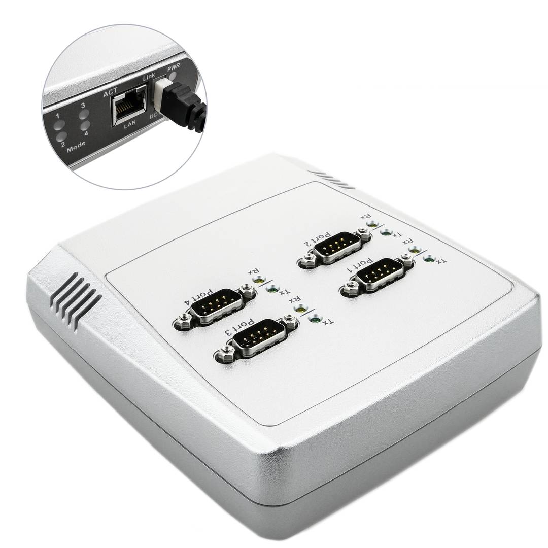 Serial server 4 x RS232 RS422 RS485 to ethernet TCP IP UDP RJ45 10/100 Mbps NCOM-413