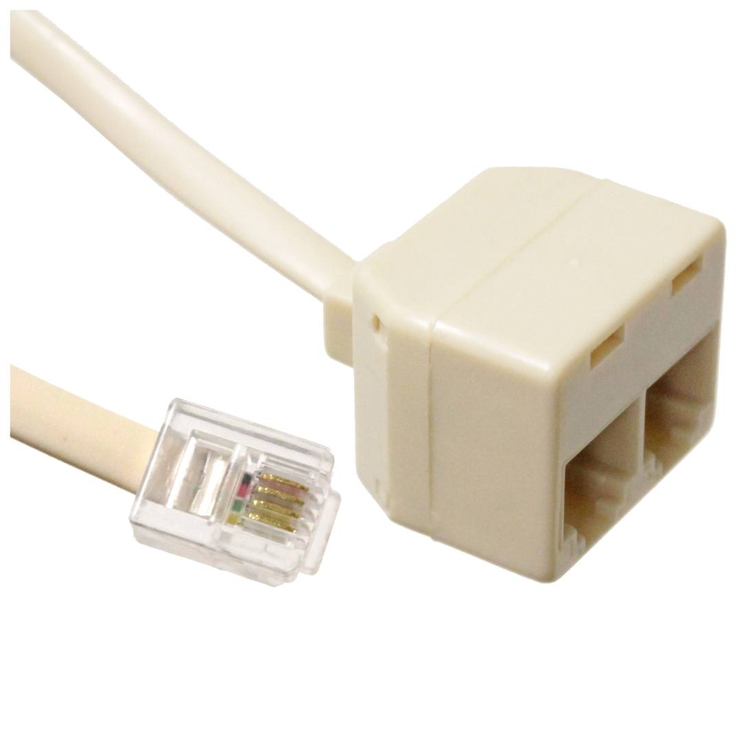 Prolunga Per Cavo Telefono Fisso RJ11 6P4C - 2 Pezzi Da 6 Metri, Fili In Rame Puro 26 AWG, Connettori Placcati Oro, Colore Bianco