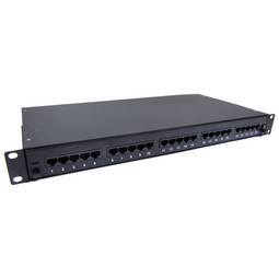 Patch panel 1U 25 Cat.3 RJ45 (8p4c) black on pull-out drawer