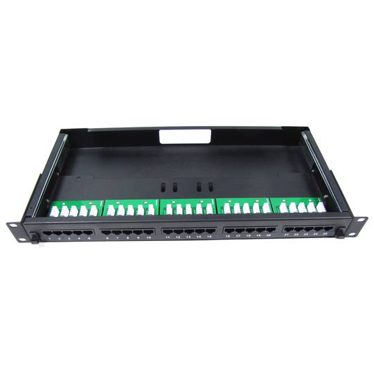 Patch-Panel 1HE 25 Cat.3 RJ45 (8p4c) schwarz auf ausziehbarer Schubla