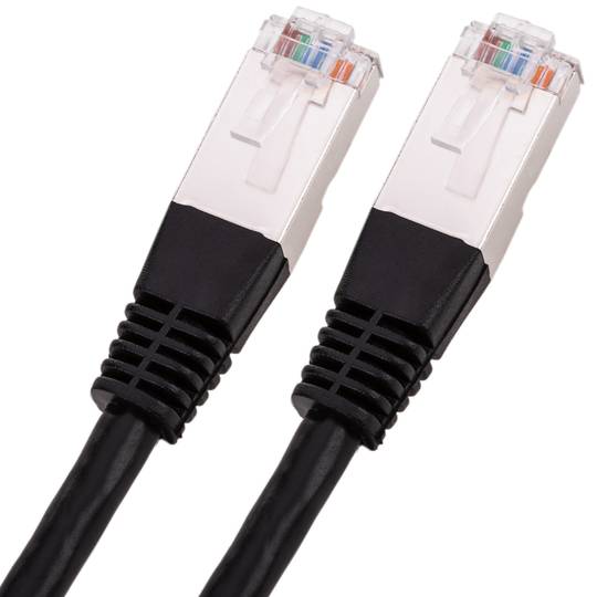 Czarny kabel sieciowy Ethernet FTP kat. 6 o długości 0,5 m