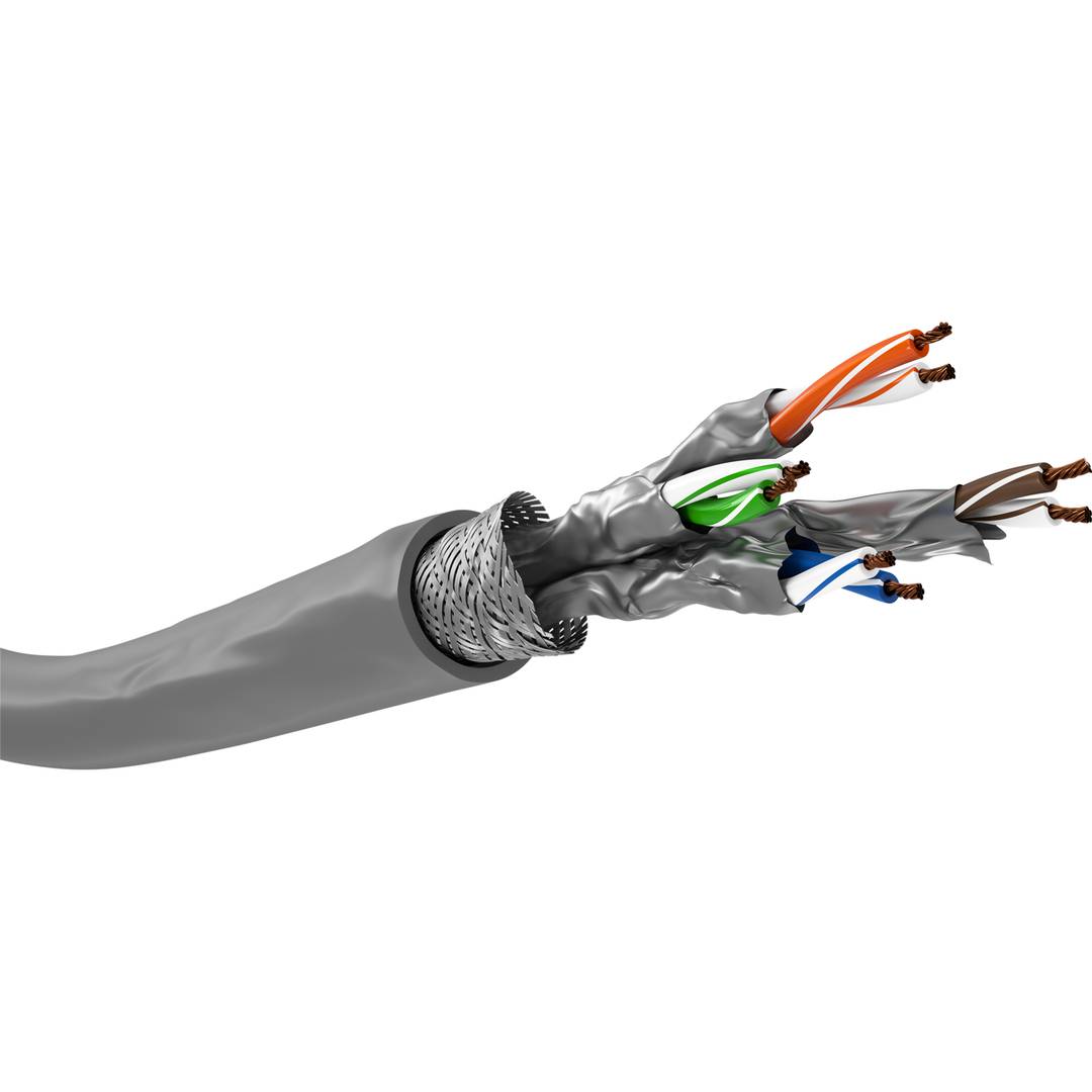 Bobina de cable de red ethernet Cat.6a S/FTP de 50 m de color gris