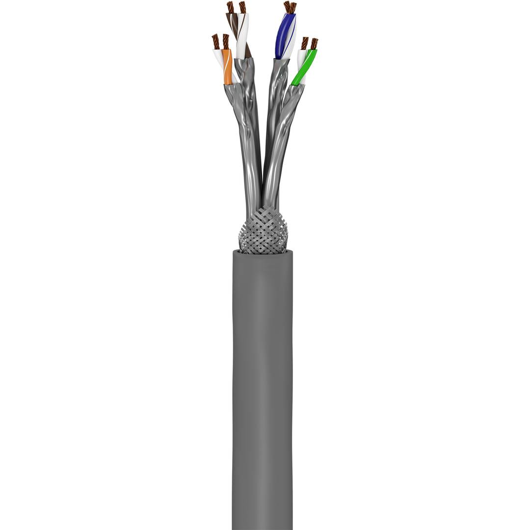 Bobina de cable de red ethernet Cat.6a S/FTP de 50 m de color gris