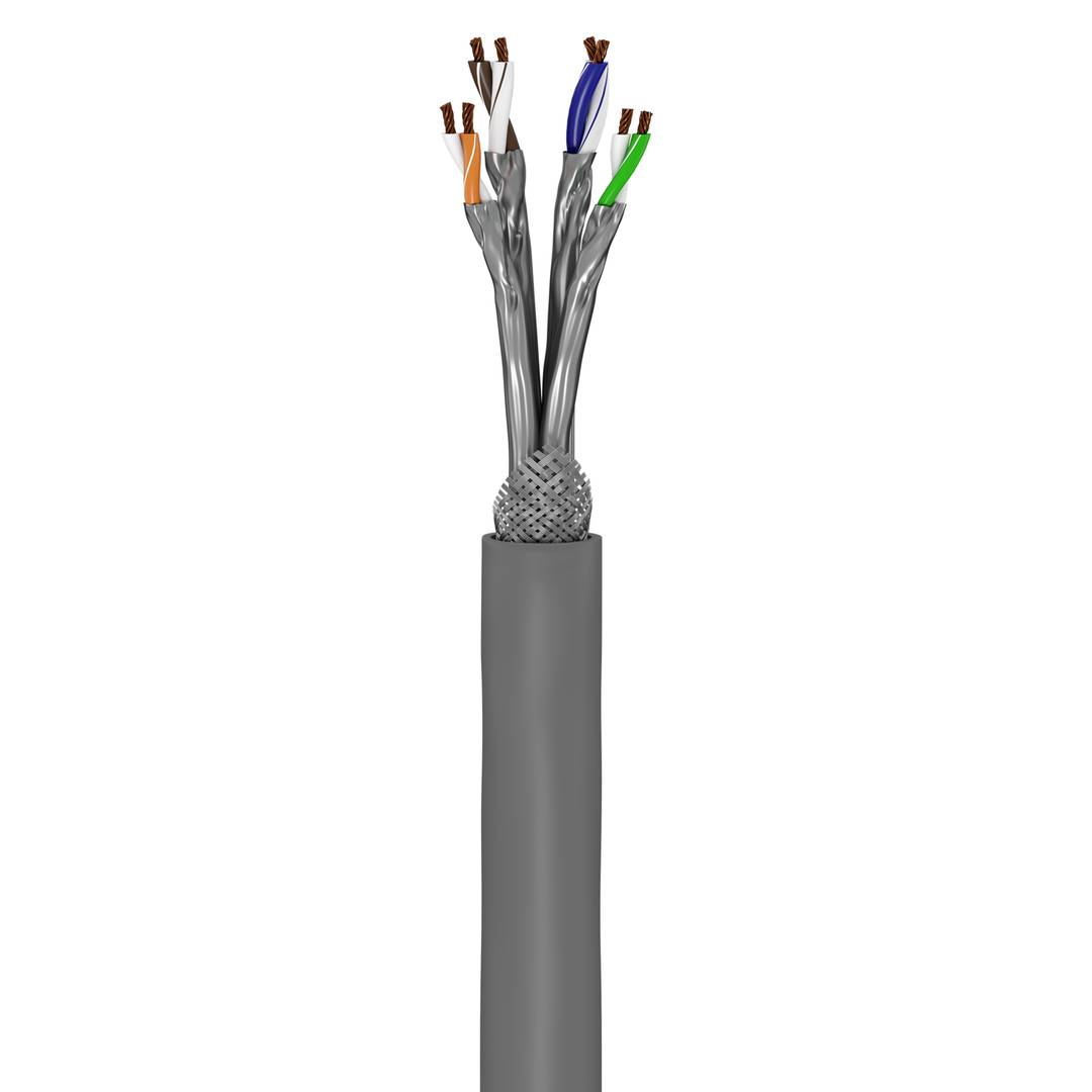 Bobina de cable de red ethernet Cat.6a S/FTP de 100 m de color gris