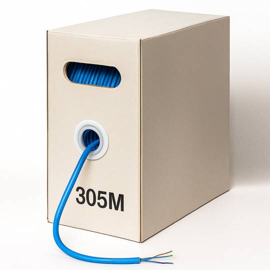 Bobine de câble réseau ethernet rigide Cat.6a U/UTP LSZH 305 m bleu