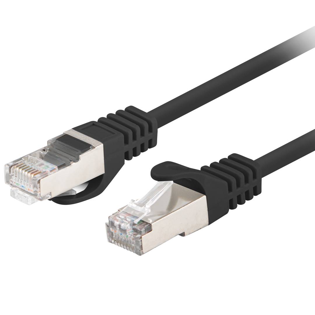 Pacote de 10 unidades Cabo de rede Lanberg cat.6 FTP 0,5 m cor preta PCF6-20CC-0050-BK