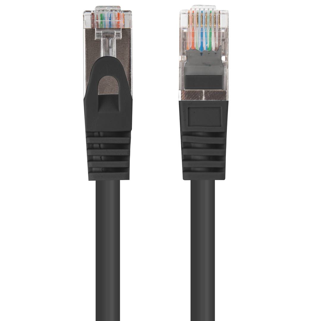 Pacote de 10 unidades Cabo de rede Lanberg cat.6 FTP 5 m cor preta PCF6-20CC-0500-BK