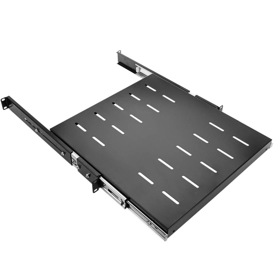 Telescopic tray for server rack 19 inch 1U 550mm depth sliding slides shelf  - Cablematic