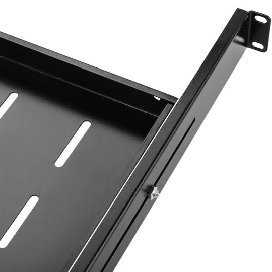Telescopic tray for server rack 19 inch 1U 550mm depth sliding slides shelf  - Cablematic