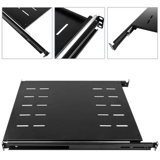 RackMatic Server rack tray shelf 550 mm 1U depth adjustable 490-610 mm