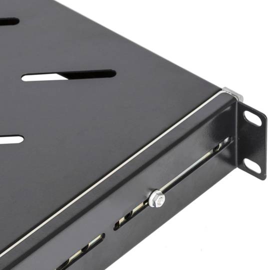 Telescopic tray for server rack 19 inch 1U 550mm depth sliding slides shelf