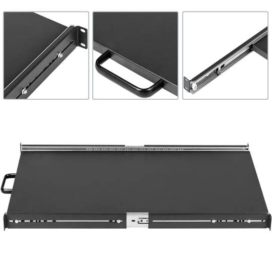 Telescopic tray 1U rack mounting F750 with front rear