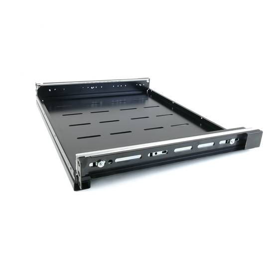 Telescopic tray for server rack 19 inch 1U 550mm depth sliding slides shelf  - Cablematic