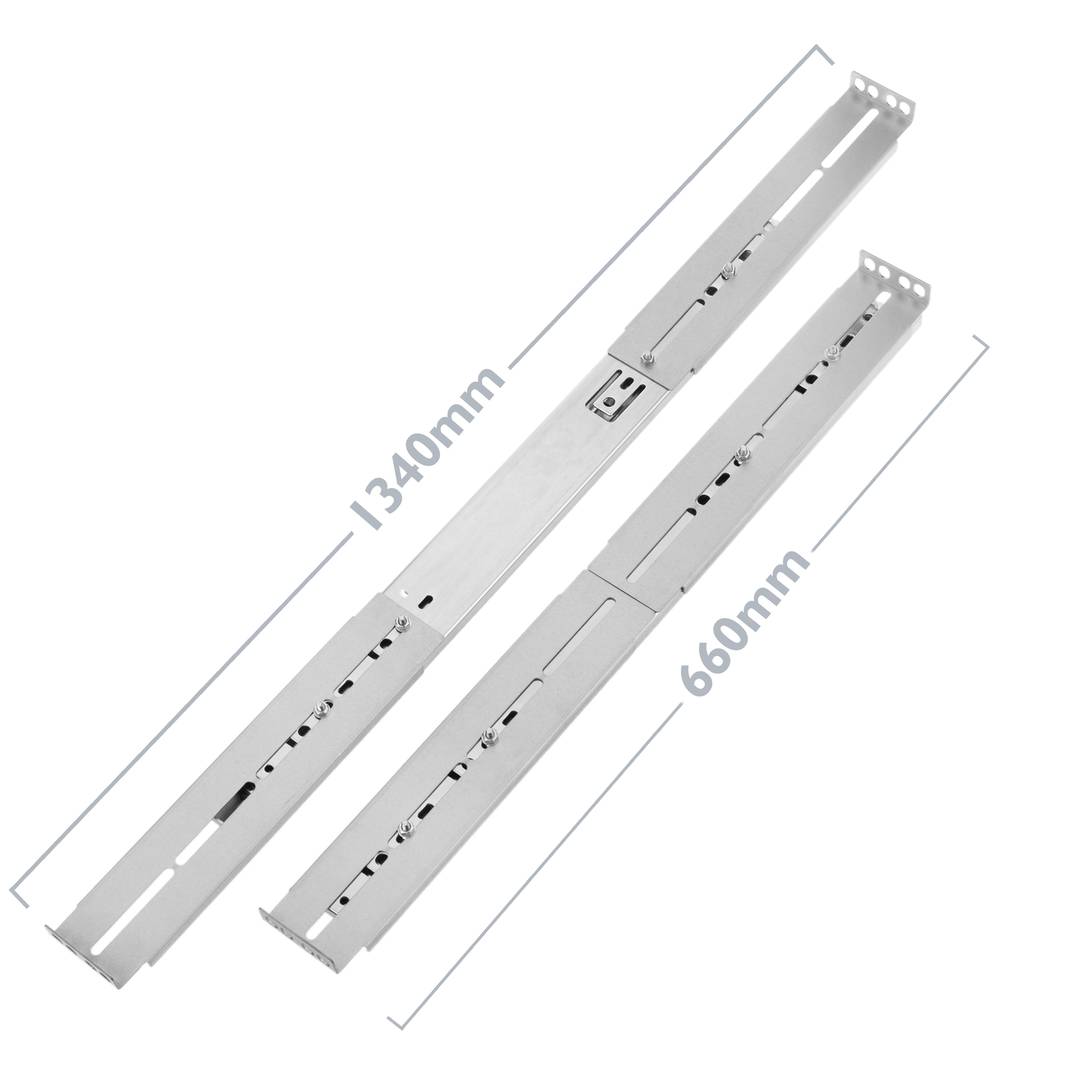 Calhas laterais telescópicas extensíveis de 665 mm para caixas de rack 19