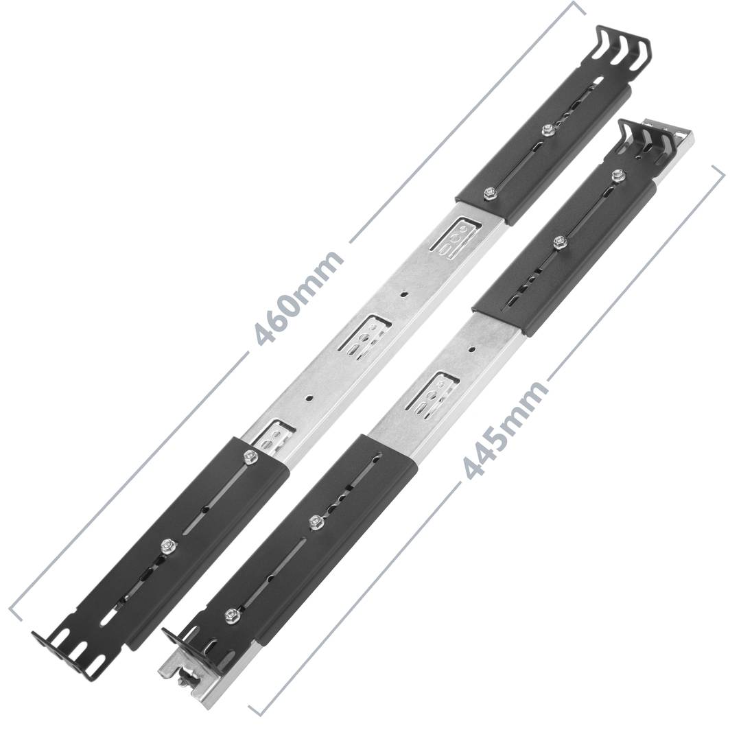 Guides latéraux télescopiques de 500 mm extensibles pour une boîte de rack IPC de 19