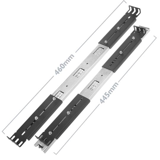 Guides latéraux télescopiques de 500 mm extensibles pour une boîte de rack IPC de 19