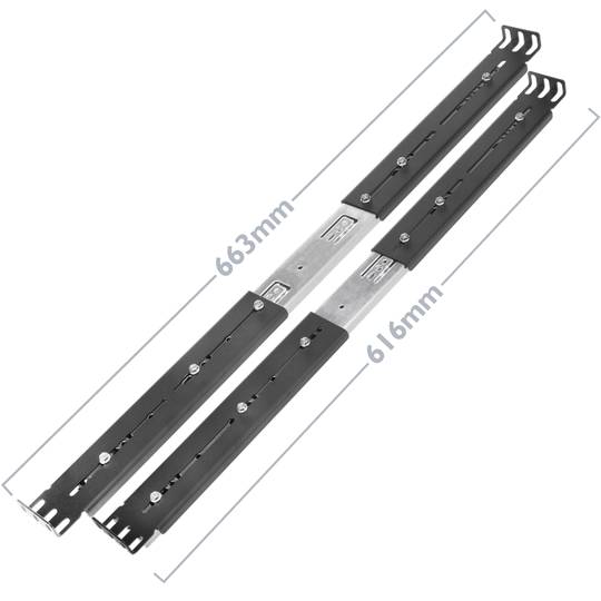 Guias laterais telescópicas de 600 mm extensíveis para rack de 19