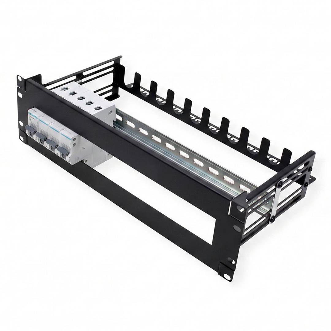 3U DIN rail adapter with hole for rack cabinet 19