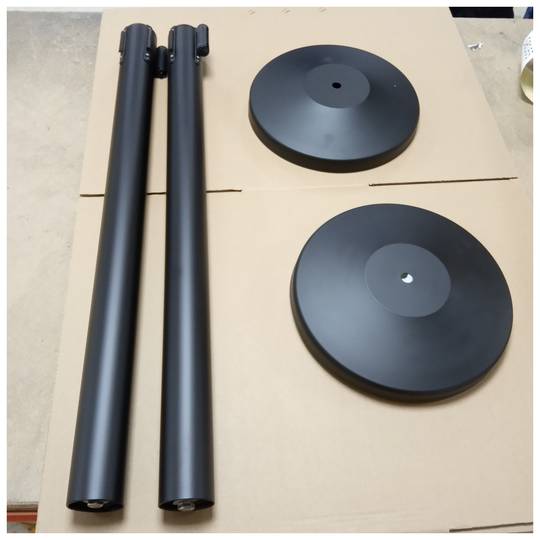 Poste separador 2 unidades preto com fita extensível de 2 m 320 x 63 x 910 mm