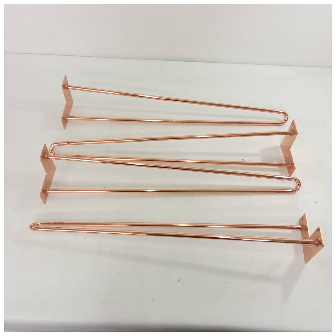 Gambe per tavoli e mobili Gambe in acciaio 2 aste 71 cm rame 4 pezzi