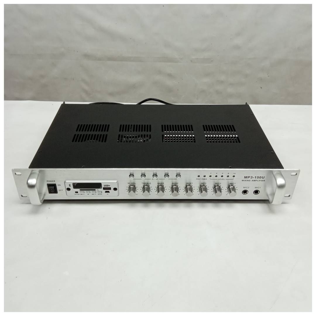 Amplificador de som profissional 150W 110V 5 zonas com rack MIC AUX FM MP3