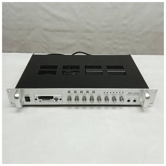 Amplificador de som profissional 150W 110V 5 zonas com rack MIC AUX FM MP3