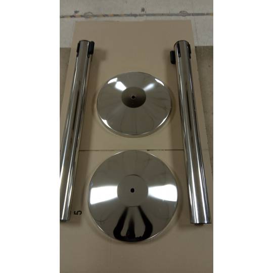 Poste separador 2 unidades en acero inoxidable con cinta extensible de 5 m 350 x 76 x 910 mm
