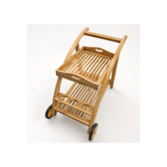 Carro de servicio 100 x 81 x 58 cm para exterior de madera de teca certificada