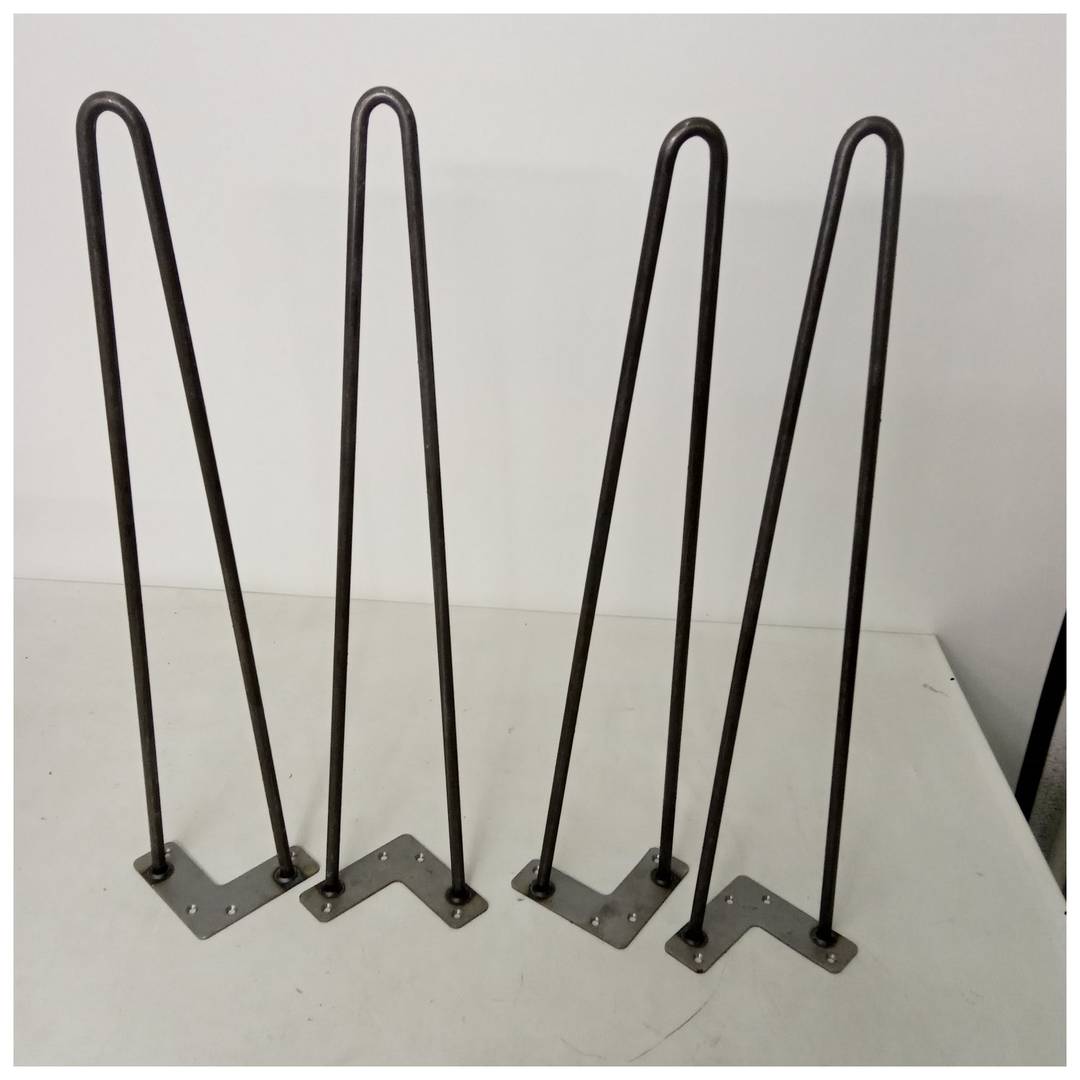 Pés de mesa e móveis estilo vintage, pés de aço, 2 hastes, 71 cm, pacote com 4 unidades
