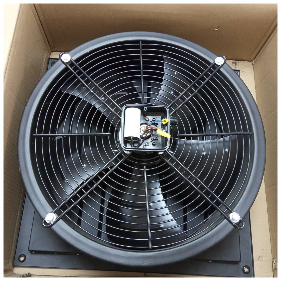 Exaustor de parede com grelha 505x505x225 mm para ventilação industrial 1360 rpm