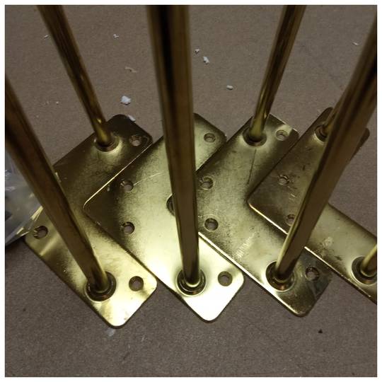 Füße für Tisch und Möbel, Stahlbeine, 2 Stangen, 41 cm, Kupfer, 4er-Pack