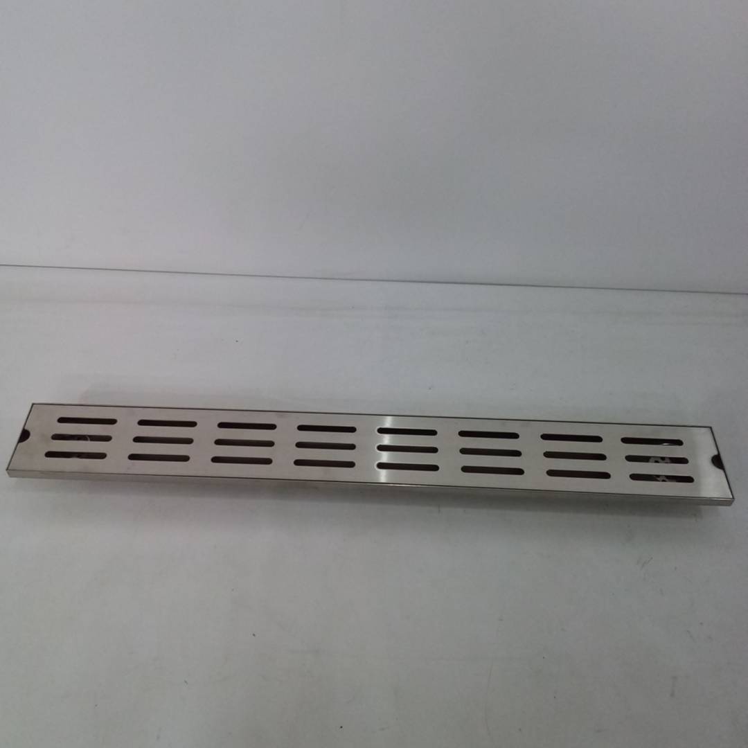 Canaleta de doble desagüe 80x10cm con rejilla en acero inoxidable mate