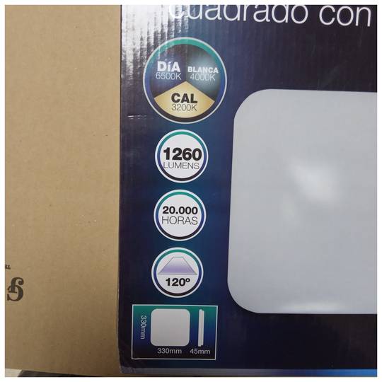 18W square led ceiling light 330 mm surface with color selector (day / white / warm) 1260 lumens