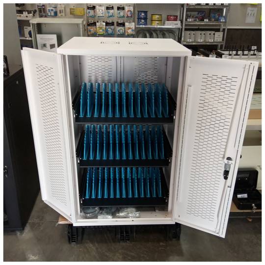 Lade- und transportschrank für 36 Laptops, Notebooks und Tablets, weiß