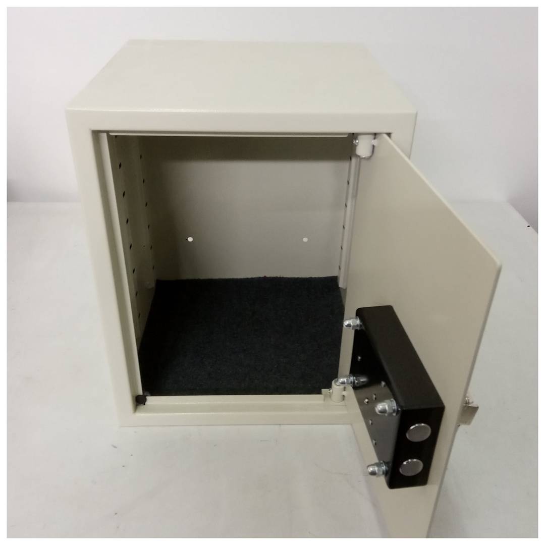 Steel security safe with keys 38 x 30 x 30 cm beige