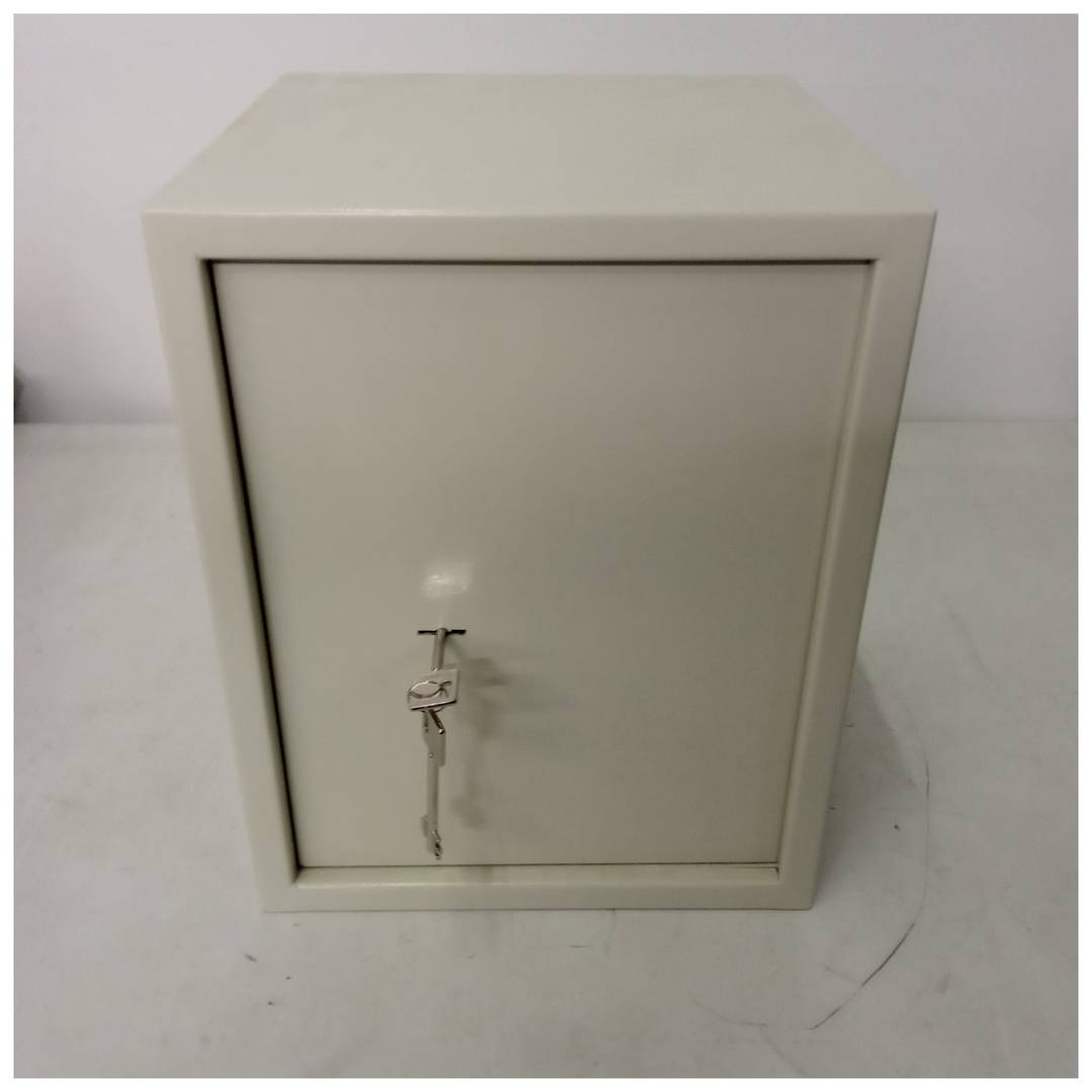 Steel security safe with keys 38 x 30 x 30 cm beige