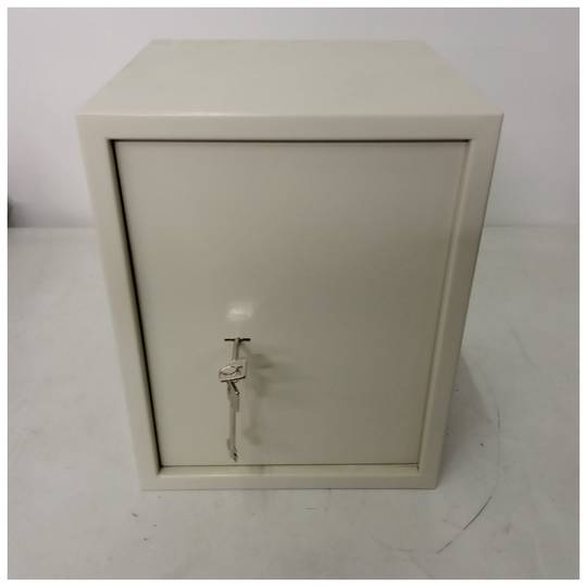 Steel security safe with keys 38 x 30 x 30 cm beige