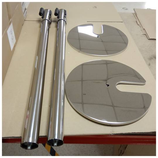 Scheidingspaal 2 stuks in RVS met rode uitrekbare tape van 2 m 350 x 50 x 910 mm