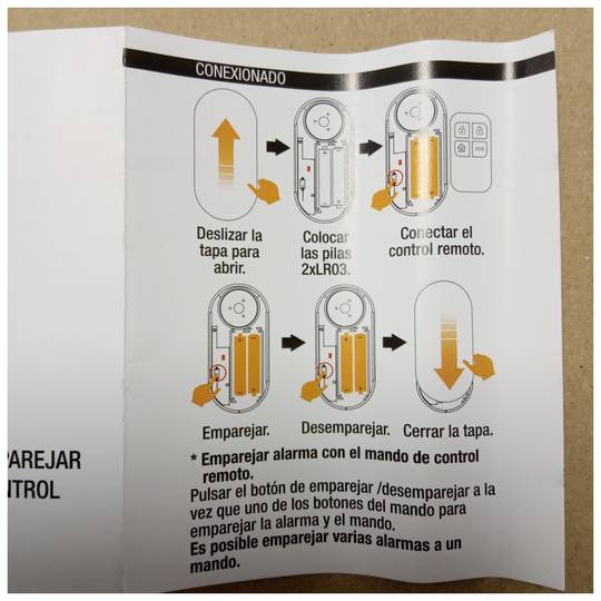 Alarma antirrobo con mando a distancia . Frecuencia emisión: 433,92 MHz.